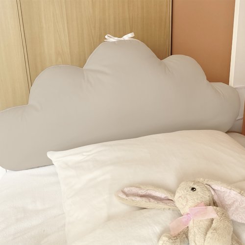 Tête de lit coussin nuage beige taupe, pour tour de lit bébé ou lit cabane enfant, largeur 60, 70, 80 ou 90 cm