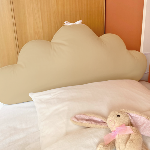 Tête de lit coussin nuage camel clair, pour tour de lit bébé ou cabane enfant, largeur 60, 70, 80 ou 90 cm