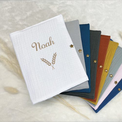 Protège carnet de santé blanc personnalisé, motif épi