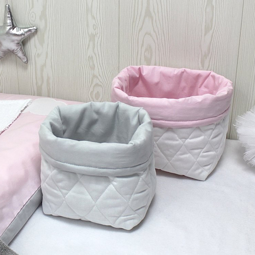 Duo de panières, rose tendre et grise