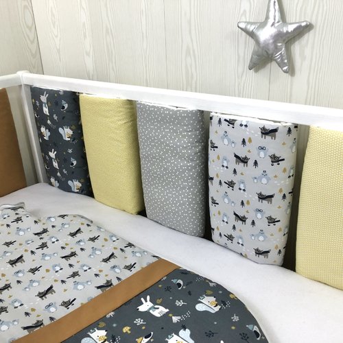 Lot de 6 contours de barreaux pour tour de lit bébé, thème forêt et motifs variés