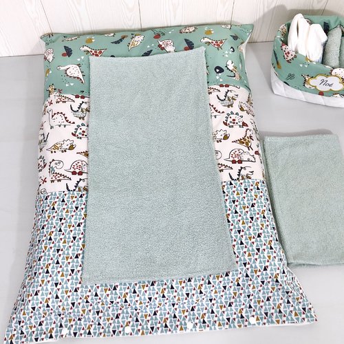 Housse pour matelas à langer, thème dinosaure, 2 serviettes de change