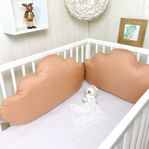 Tête de lit coussin nuage terracotta clair, tour de lit bébé ou lit cabane enfant, largeur 60, 70, 80 ou 90 cm