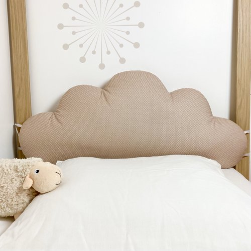 Tête de lit coussin nuage couleur taupe, lit cabane enfant, tour de lit bébé, largeur 60, 70, 80 ou 90 cm