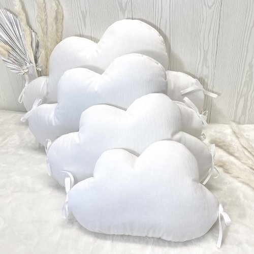 Coussin nuage blanc uni, largeur au choix, pour tour de lit bébé, chaise ou fauteuil