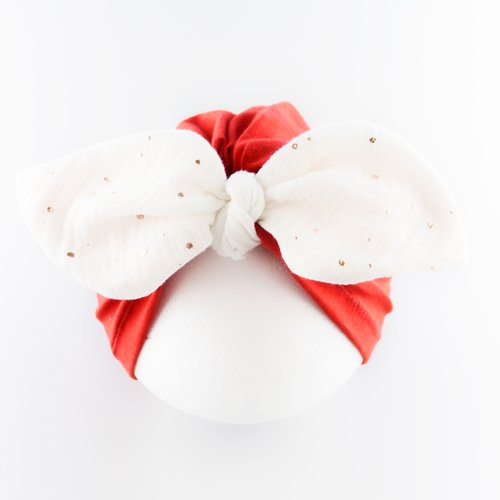 Turban A Noeud Bonnet Bebe Jersey Mousseline Doree Rouge Blanc Un Grand Marche