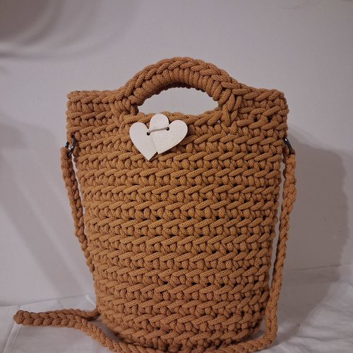 Sac à main camel en crochet fait main
