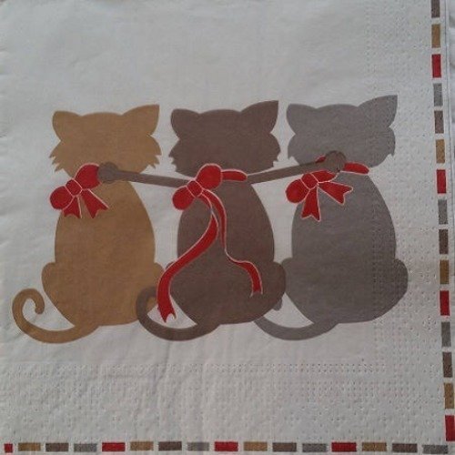 1 serviette en papier chats - ref 04