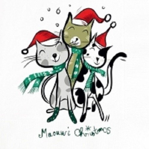 1 serviette en papier noel - chats - ref 56