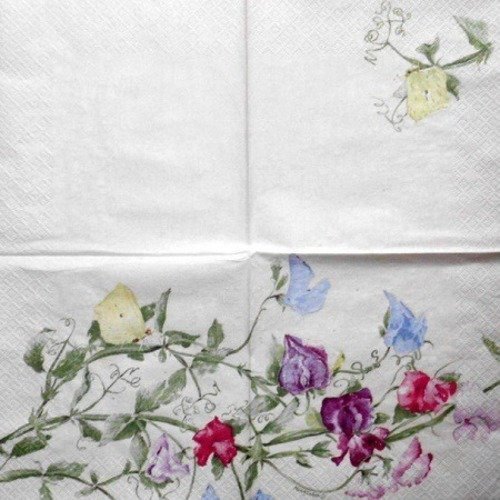1 serviette en papier fleurs - pois de senteur - ref 132