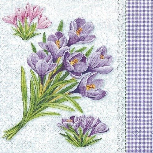 1 serviette en papier fleurs crocus - ref 159