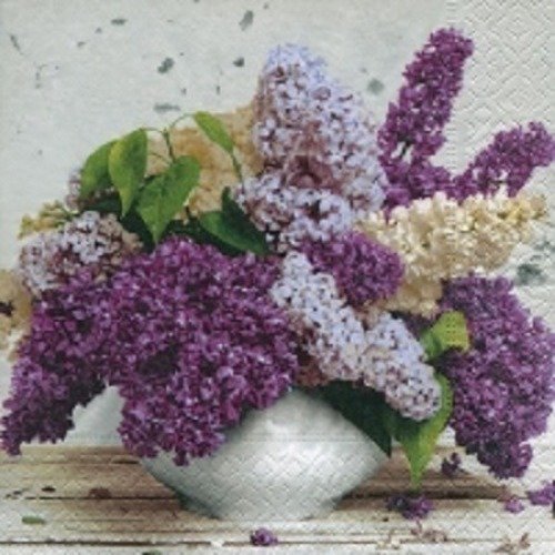 1 serviette en papier fleurs - lilas - ref 185