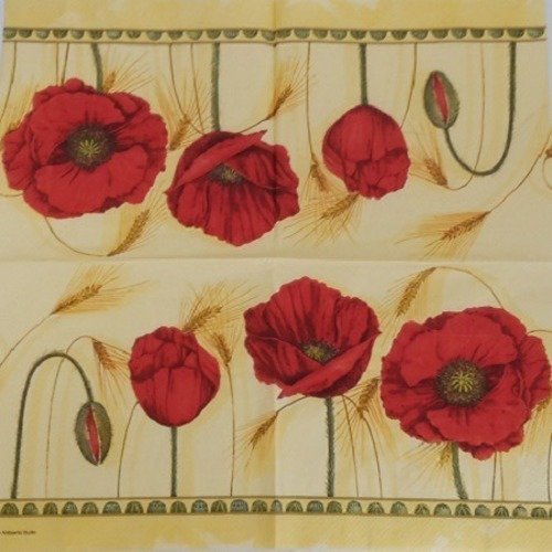 1 serviette en papier fleurs - coquelicots - ref 232