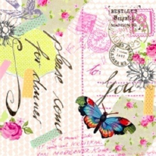 1 serviette en papier papillons - timbre - ref 277