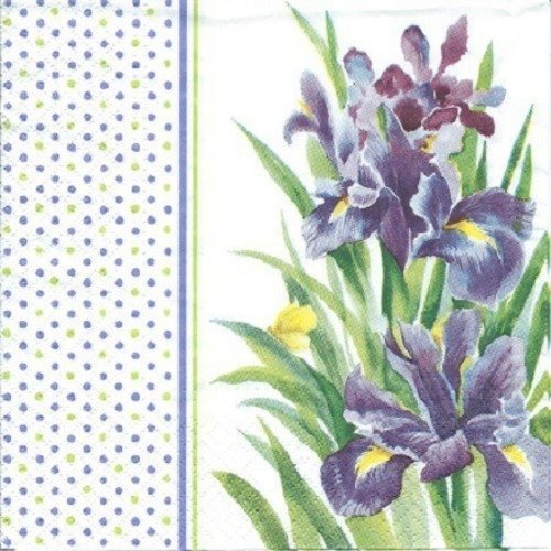1 serviette en papier fleurs - iris - ref 334