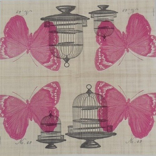 1 serviette en papier papillons - cage oiseaux - ref 387