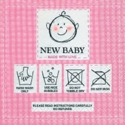 1 serviette en papier enfant - new baby - fond rose - ref 426