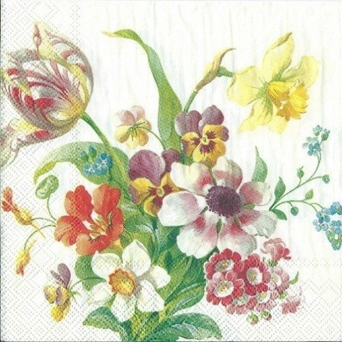 1 serviette en papier bouquet de fleurs - tulipes - ref 431