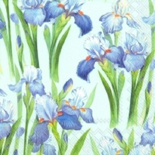 1 serviette en papier les iris - fleurs - ref 434