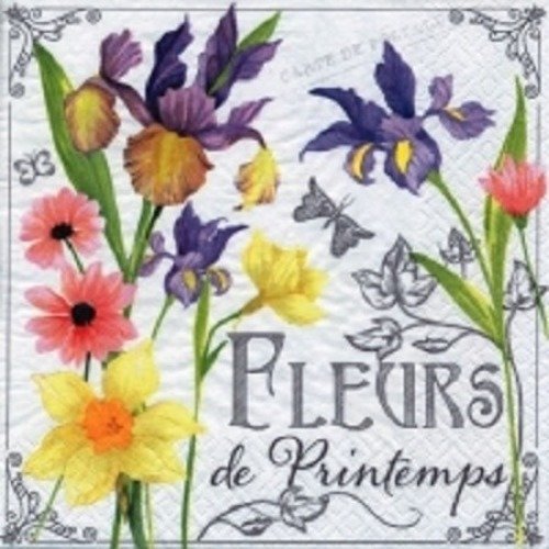 1 serviette en papier fleurs de printemps - iris  - ref 561