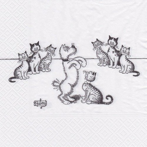 1 serviette en papier dressage de chat - chat dubout - ref 570