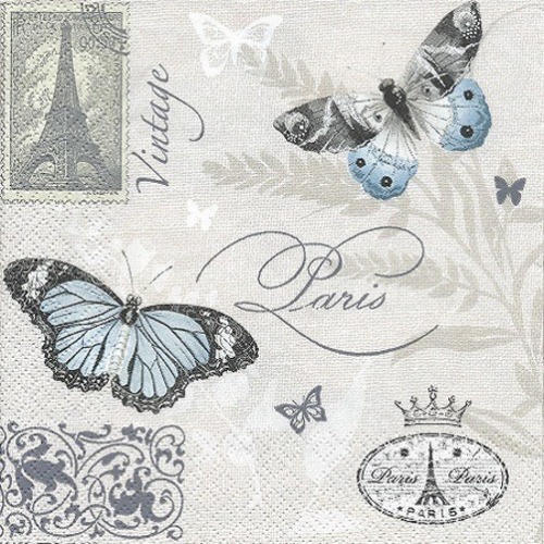 1 serviette en papier papillons - vintage- rétro - ref 629