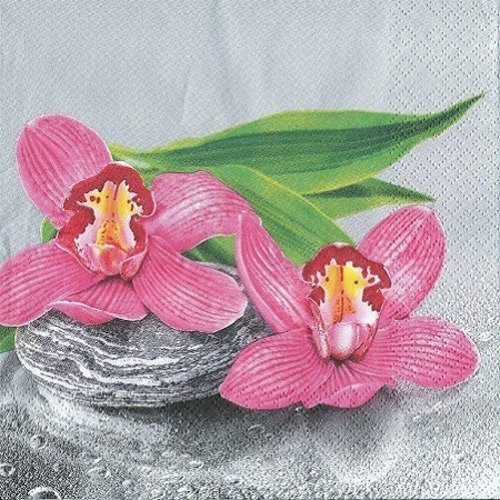 1 serviette en papier orchidées - fleurs - ref 632