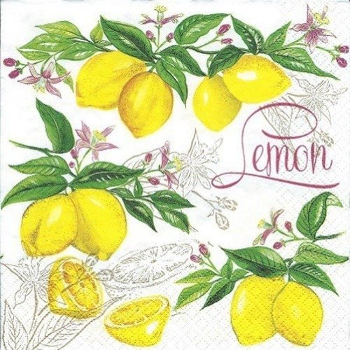 1 serviette en papier citrons - fruits - agrumes - ref 634