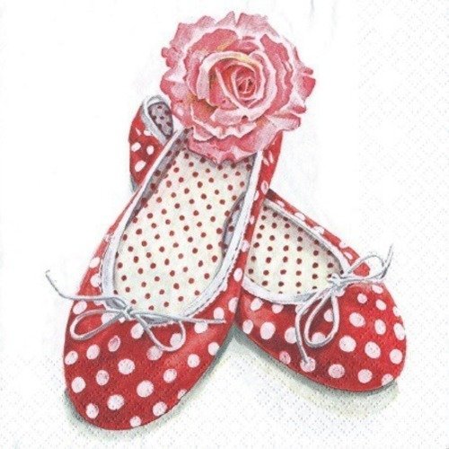 1 serviette en papier chaussure - ballerine - rose - ref 687