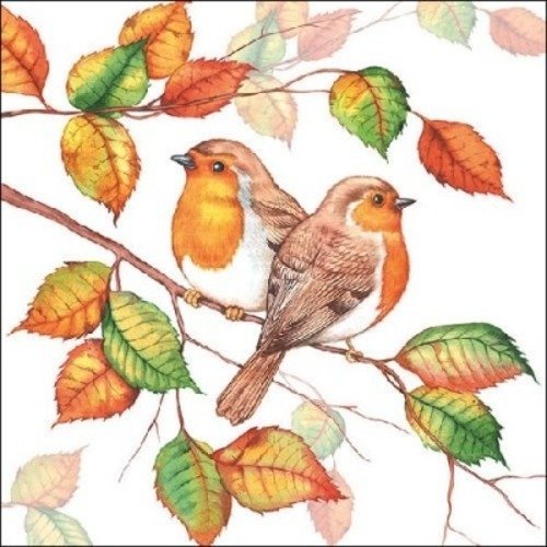 1 serviette en papier oiseaux - paysage d'automne - ref 754