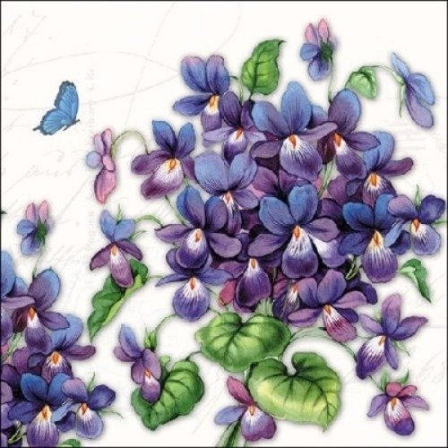 1 serviette en papier bouquet de violettes - ref 782
