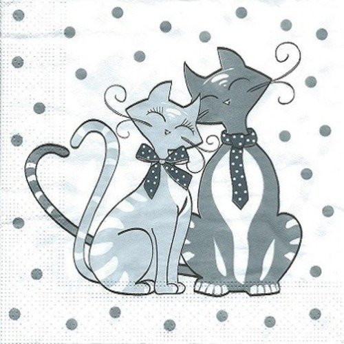 1 serviette en papier chats amoureux - ref 805