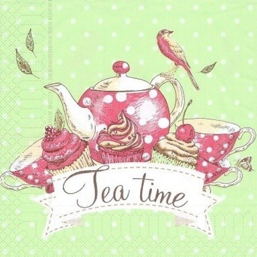 1 serviette en papier thé - tea time - tasse - théière - ref 811