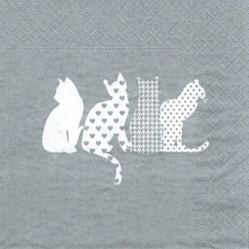 1 serviette en papier les chats sur fond gris - ref 812
