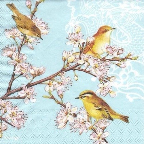 1 serviette en papier oiseaux sur la branche- ref 830