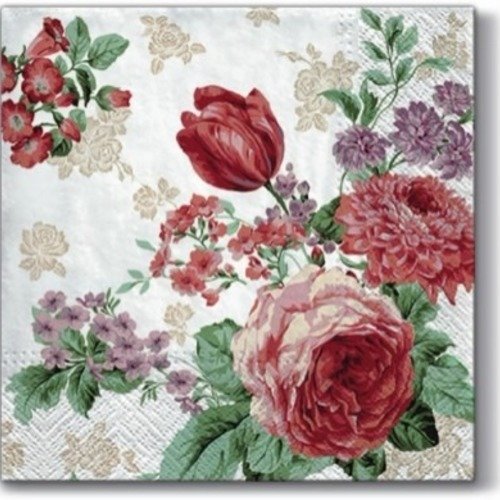 1 serviette en papier bouquet de fleurs - tulipes - ref 851