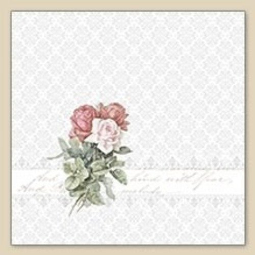 1 serviette en papier bouquet de roses - shabby - ref 852