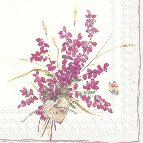 1 serviette en papier fleurs - bouquet de fleurs - papillon - ref 897