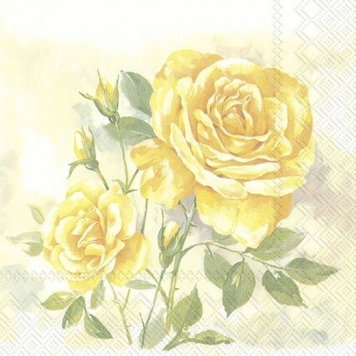 1 serviette en papier fleurs - roses jaunes - ref 901