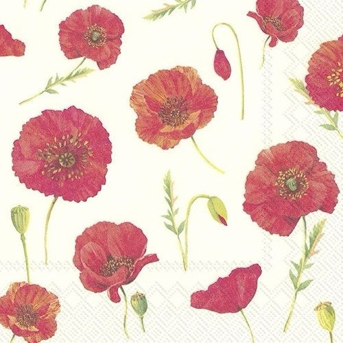 1 serviette en papier fleurs - coquelicots - ref 904