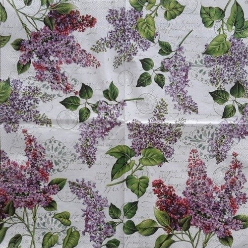 1 serviette en papier fleurs lilas - ref 921