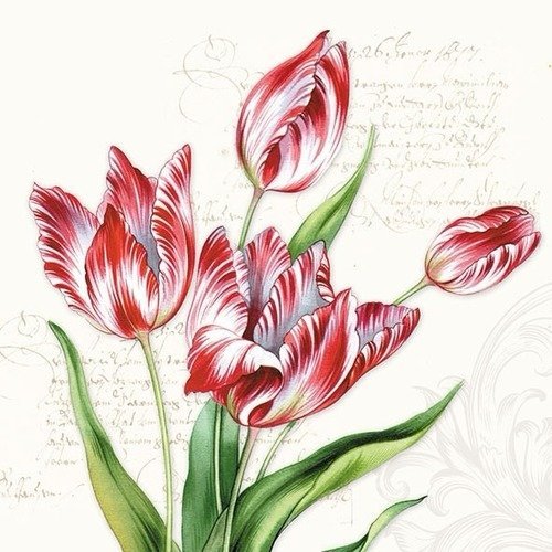 1 serviette en papier fleurs - tulipes - ref 934