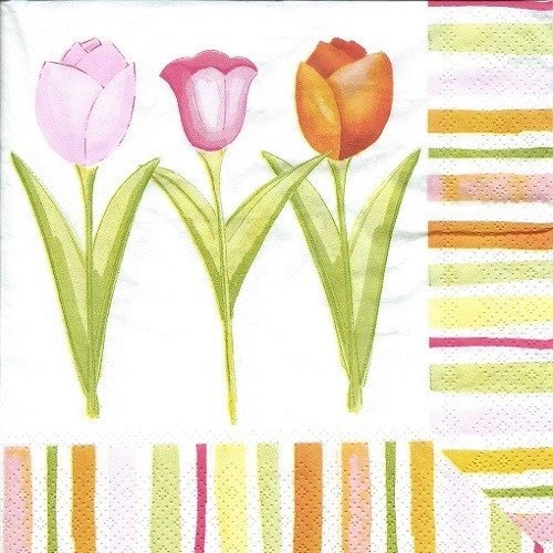 1 serviette en papier tulipes - fleurs - ref 740