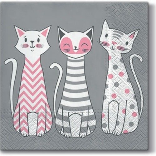 1 serviette en papier trio de chats - ref 1240