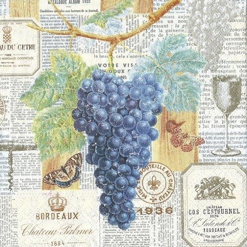 1 serviette en papier raisin - vigne - ref 1264