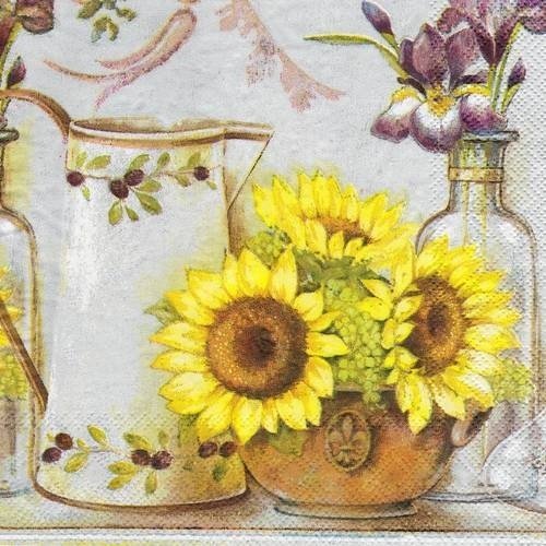 1 serviette en papier fleurs tournesol - iris - ref 1291