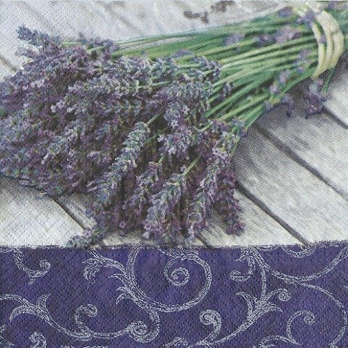 1 serviette en papier bouquet de lavande - fleurs - ref 1334