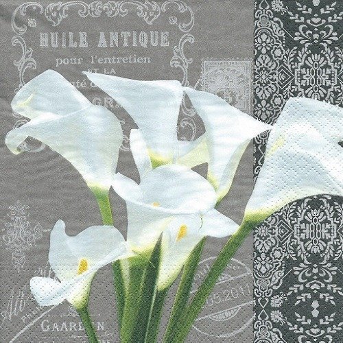 1 serviette en papier arum - fleurs - ref 1337