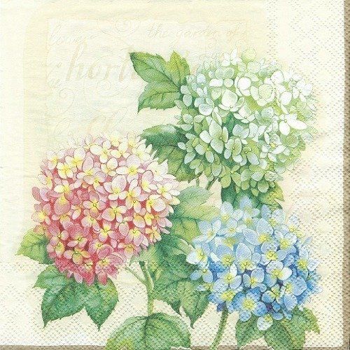 1 serviette en papier hortensia - fleurs - ref 1340