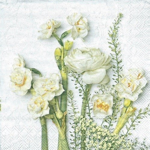 1 serviette en papier pivoine - narcisse - fleurs - ref 1342